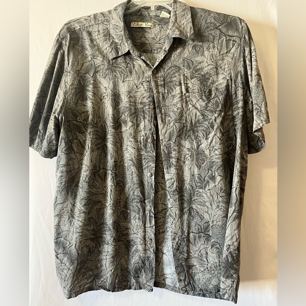 Batck Bay Men’s Gray Hawaiian Shirt Sleeve Shirt Size XL‎